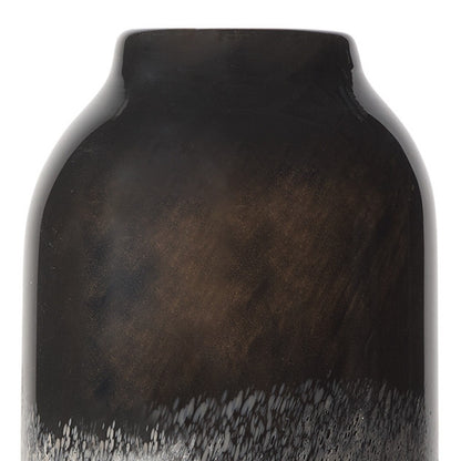 LAUREL 12" BLACK AND GRAY GLASS CYLINDER TABLE VASE