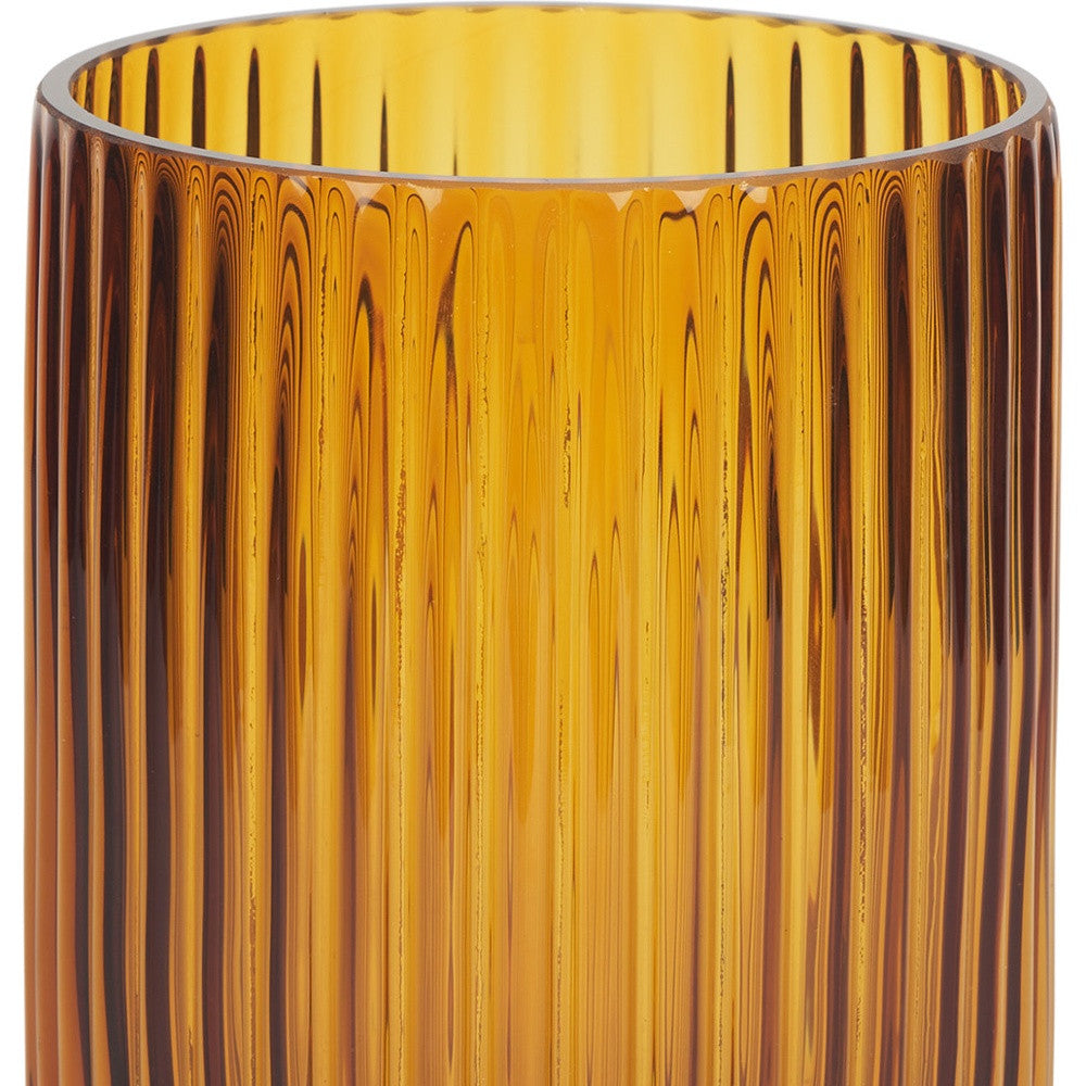 Close-up of ribbed texture on the Palisades 8-inch glass vase