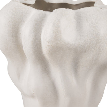 12" CREAM ABSTRACT SCULPTURAL CERAMIC TABLE VASE