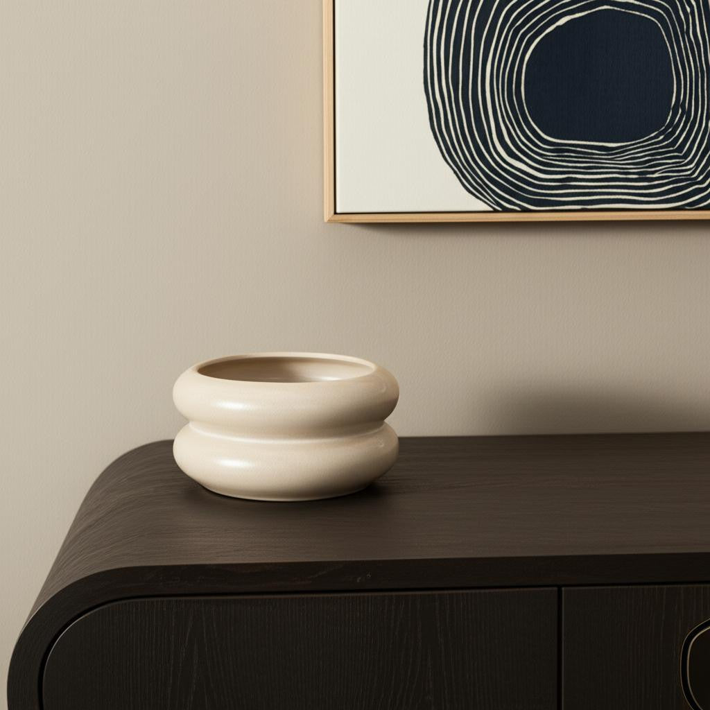 4" CREAM CYLINDER CERAMIC TABLE VASE