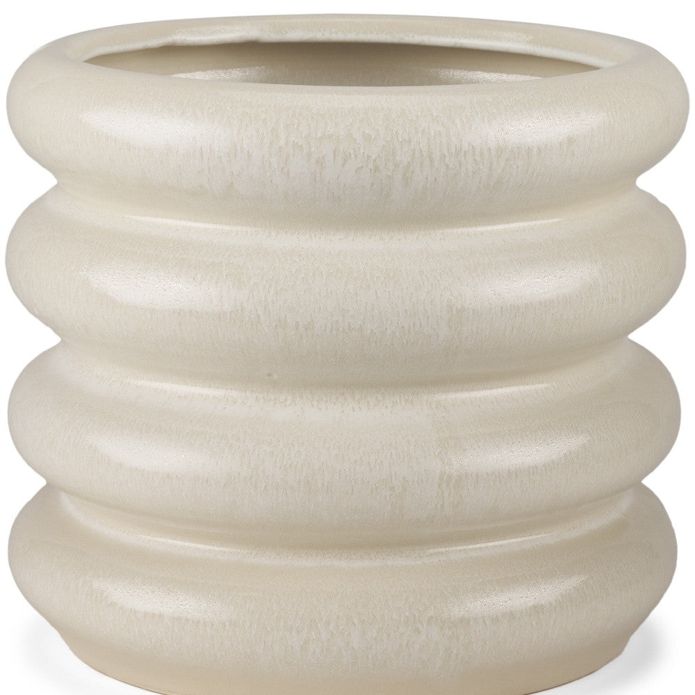 12" CREAM CYLINDER CERAMIC TABLE VASE