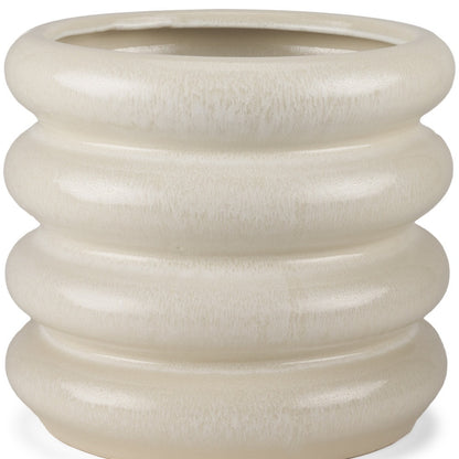 12" CREAM CYLINDER CERAMIC TABLE VASE