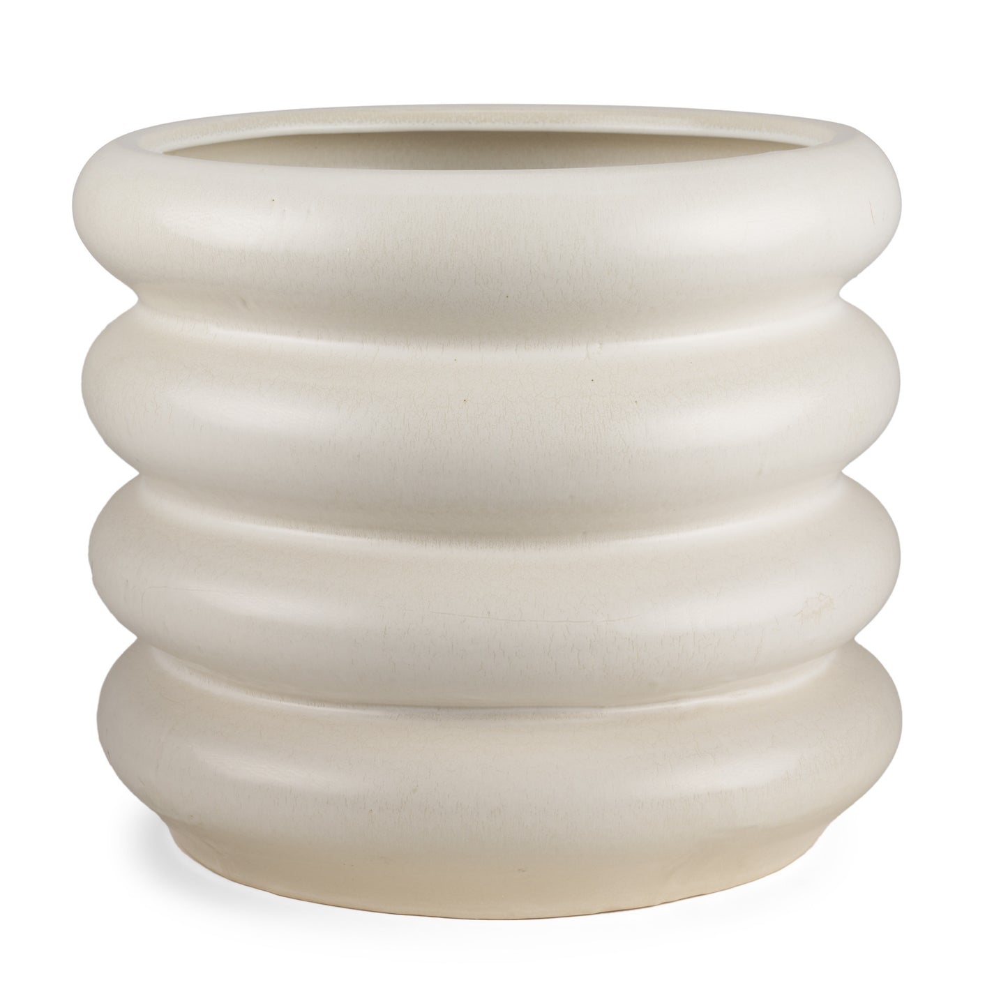 14" CREAM CYLINDER CERAMIC TABLE VASE