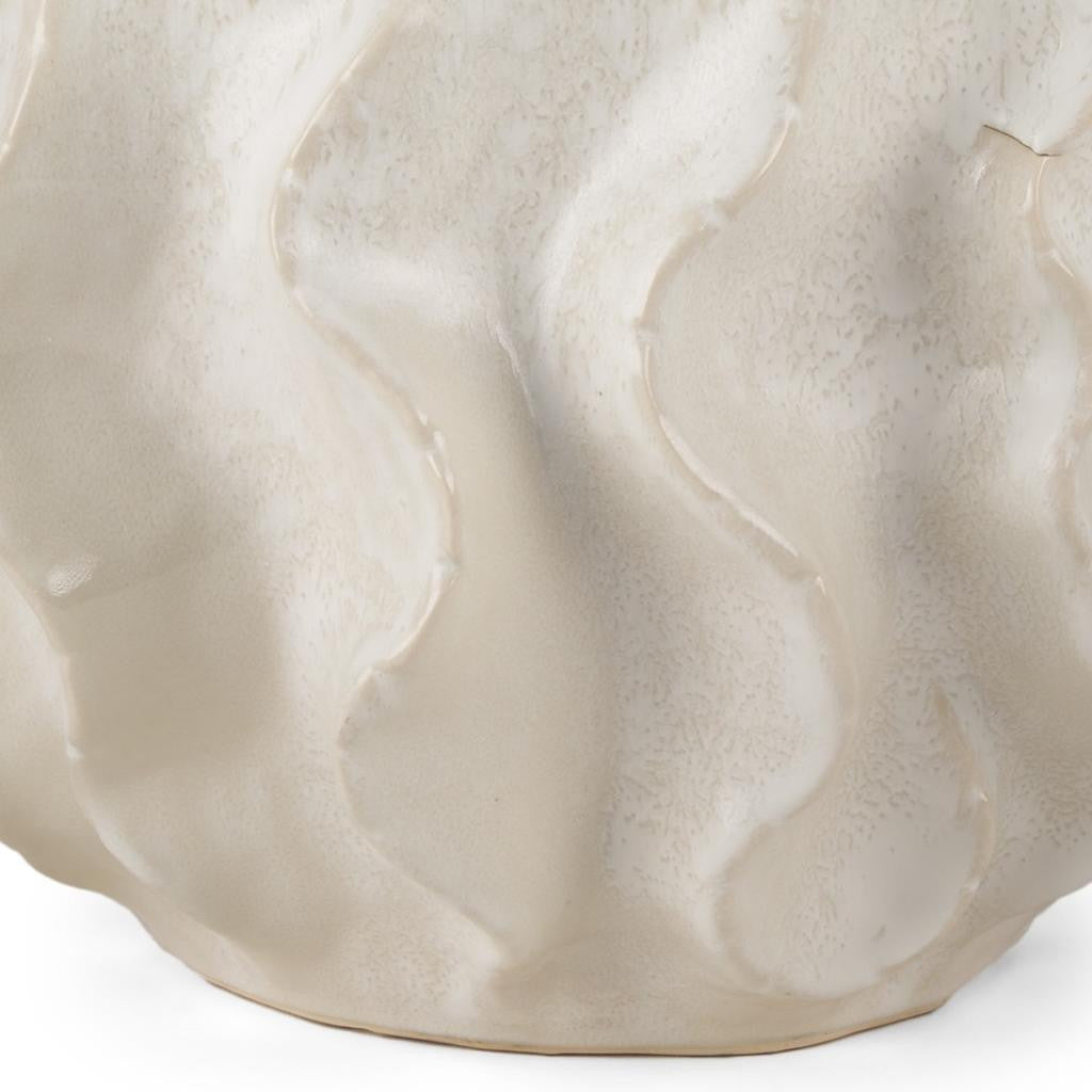 9" CREAM SCULPTURAL CERAMIC TABLE VASE