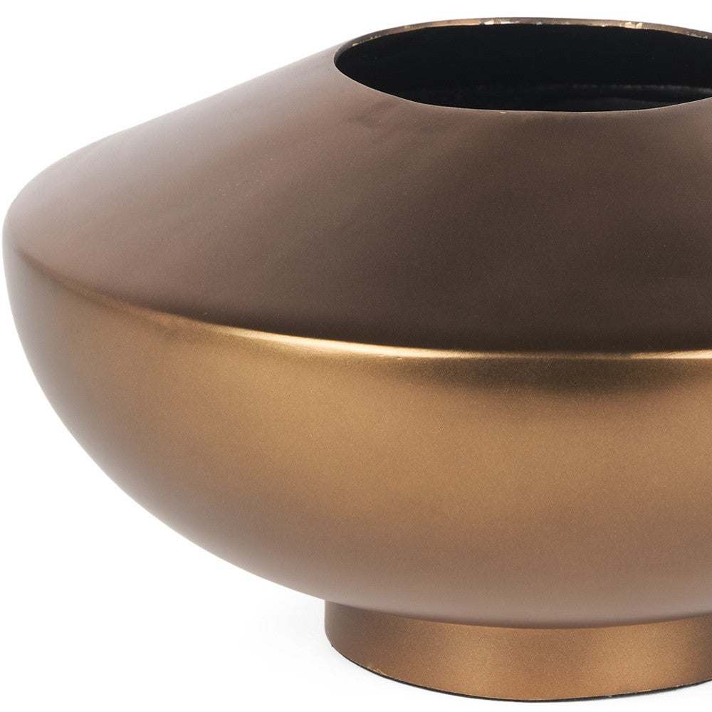 Detail of the distressed bronze finish on the Palisades vase