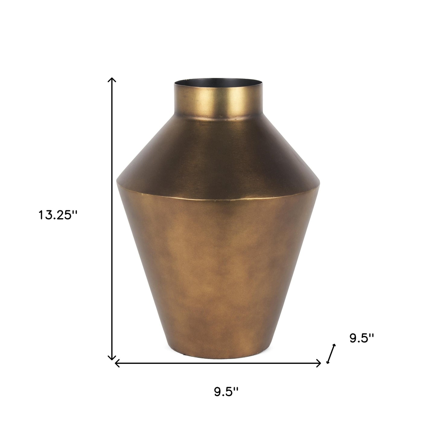 Tall antiqued bronze table vase from the Palisades fall collection, with measures