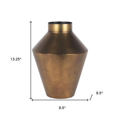 Tall antiqued bronze table vase from the Palisades fall collection, with measures