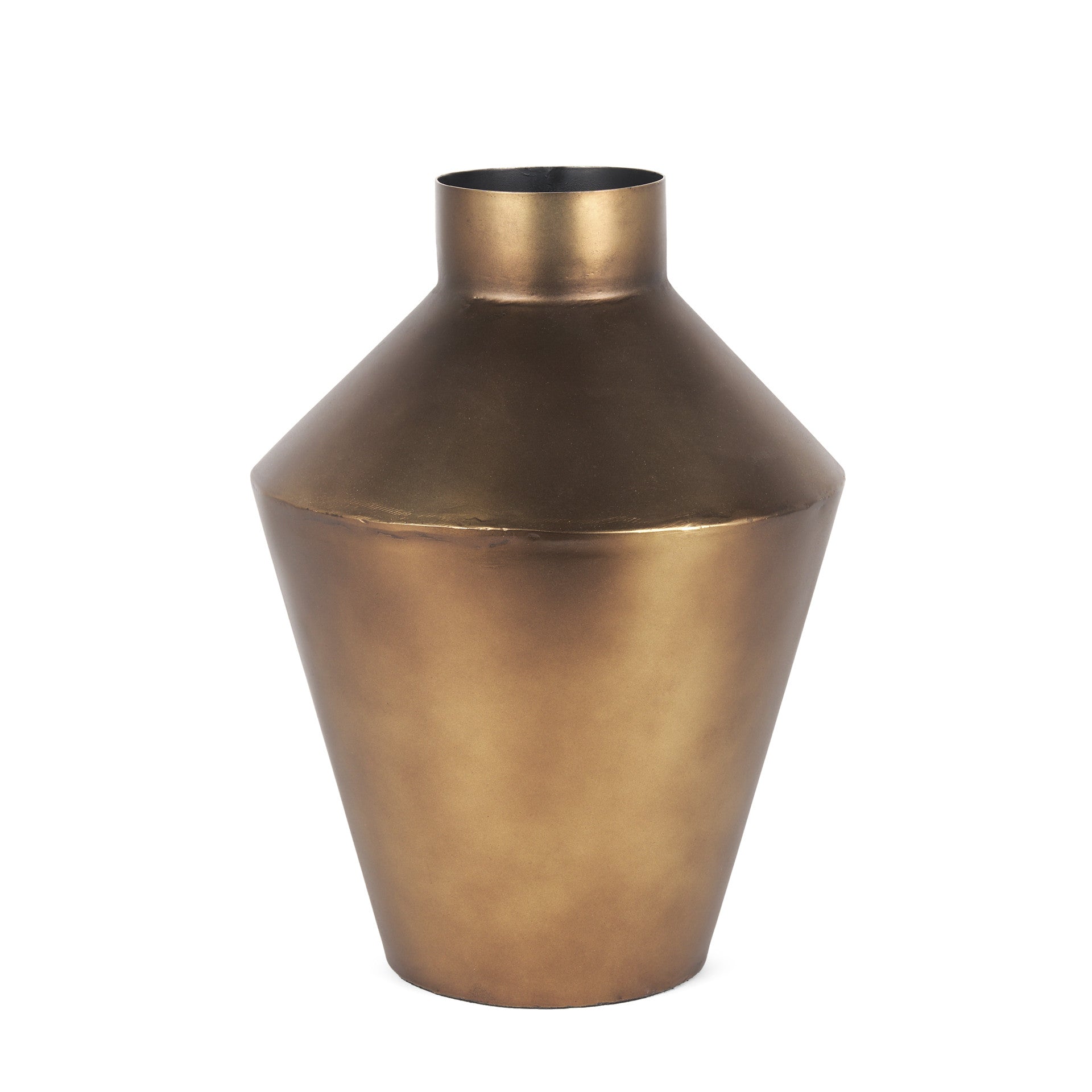 Antiqued bronze trumpet-shaped table vase from the Palisades fall collection