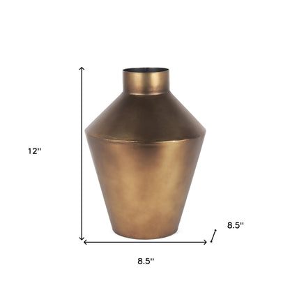 Antiqued bronze trumpet-shaped table vase from the Palisades fall collection, with measures