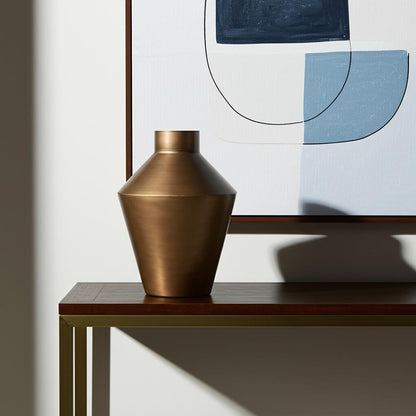 Antiqued bronze trumpet-shaped table vase from the Palisades fall collection