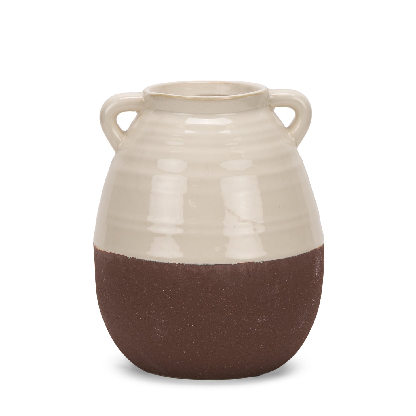 REDONDO 11" BROWN AND CREAM ARTISAN CERAMIC VASE