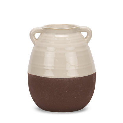 REDONDO 11" BROWN AND CREAM ARTISAN CERAMIC VASE