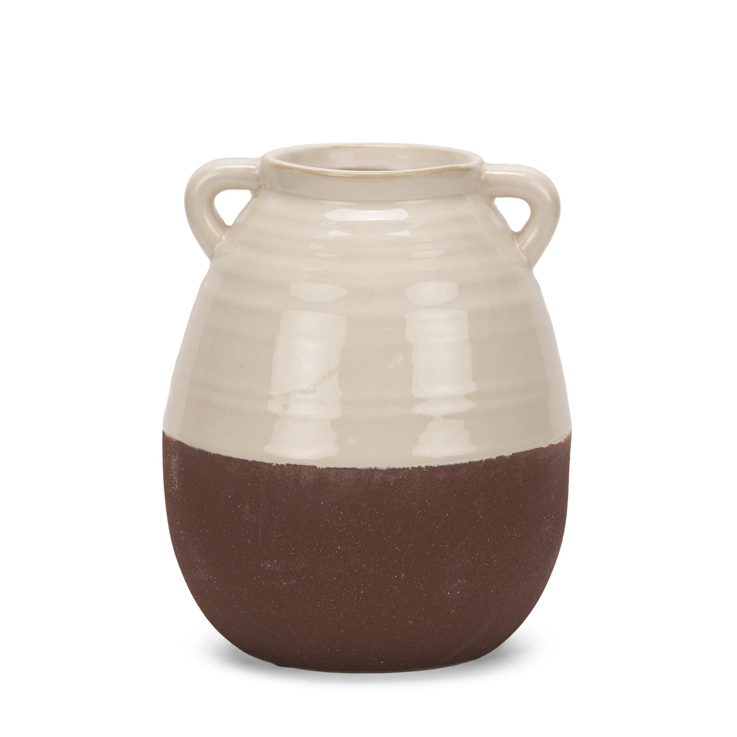 REDONDO 11" BROWN AND CREAM ARTISAN CERAMIC VASE