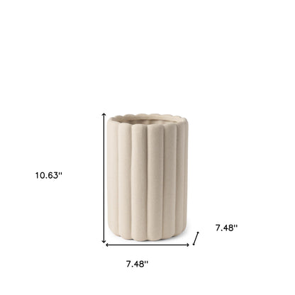 beige cylinder ceramic table vase, cylinder ceramic table vase, ceramic table vase, 11" beige cylinder ceramic table, beige cylinder ceramic table