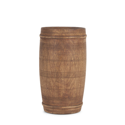 9" BROWN SOLID WOOD CYLINDER TABLE VASE