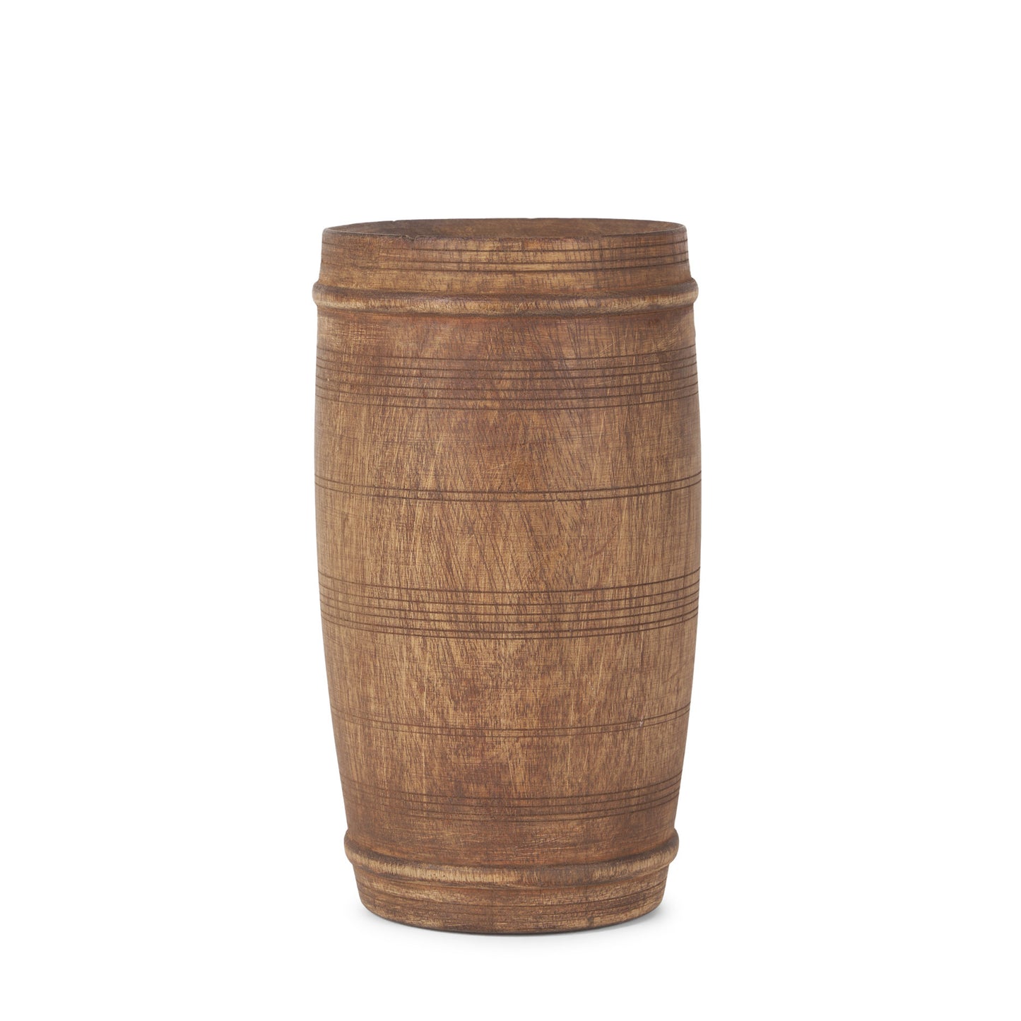 9" BROWN SOLID WOOD CYLINDER TABLE VASE