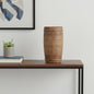 9" BROWN SOLID WOOD CYLINDER TABLE VASE