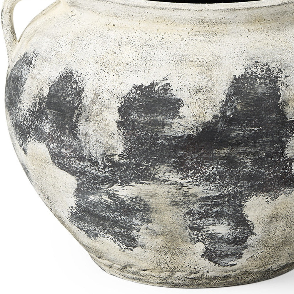 MALIBU 15" BLACK AND WHITE OMBRE CERAMIC AMPHORA FLOOR VASE - Varnish & Vibe