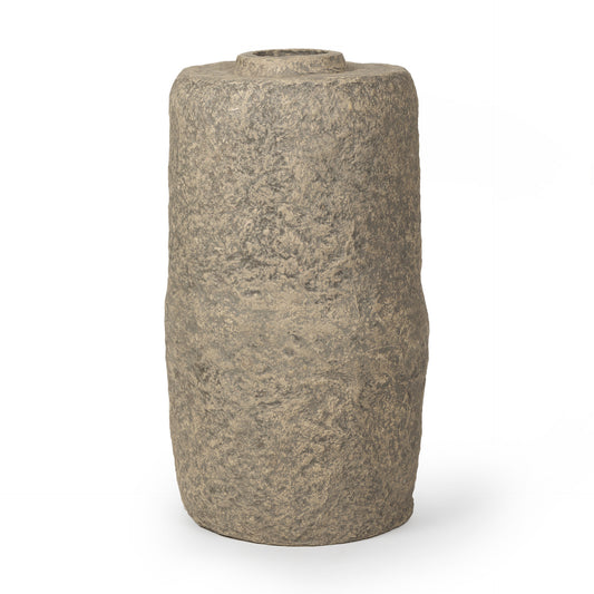 33" GRAY PAPER MACHE CYLINDER FLOOR VASE