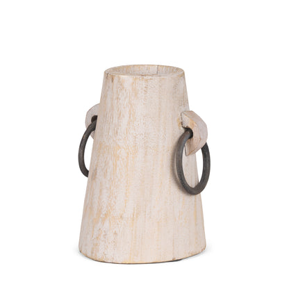 7" LIGHT BROWN SOLID WOOD CYLINDER JUG VASE - Varnish & Vibe
