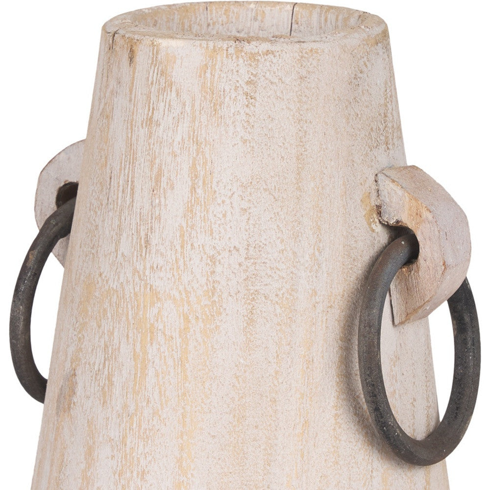 7" LIGHT BROWN SOLID WOOD CYLINDER JUG VASE - Varnish & Vibe