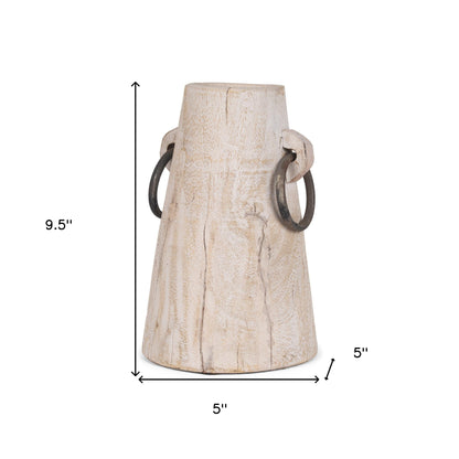 cylinder solid wood jug vase, solid wood jug vase, wood jug vase, beige cylinder solid wood jug, cylinder solid wood jug