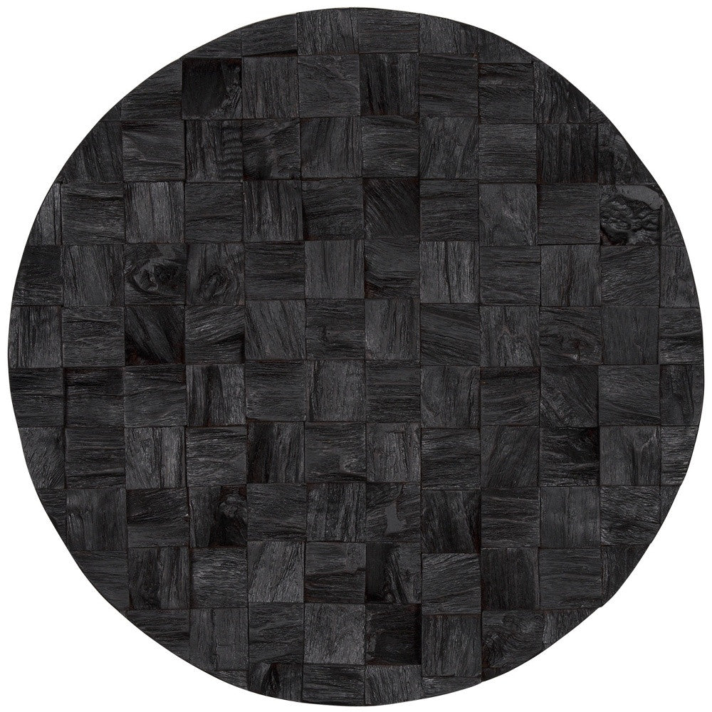 INTO THE ABYSS II 24" X 24" DARK BROWN GEOMETRIC WOOD CIRCLE HANGING DIMENSIONAL SCULPTURE - Varnish & Vibe