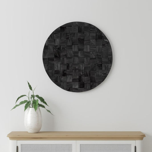 INTO THE ABYSS II 24" X 24" DARK BROWN GEOMETRIC WOOD CIRCLE HANGING DIMENSIONAL SCULPTURE