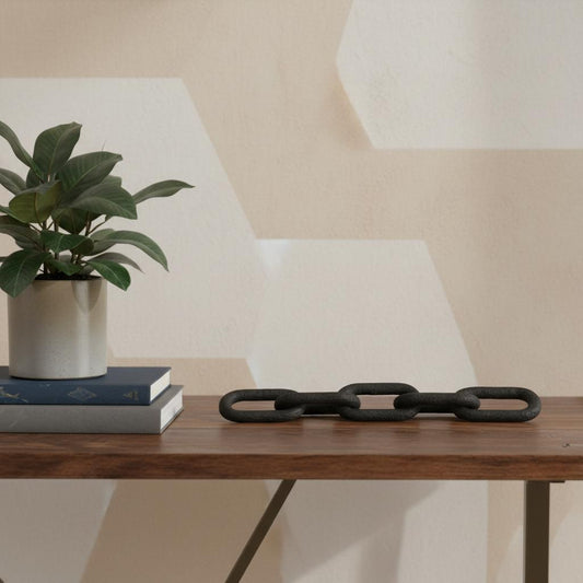 5" BLACK SOLID WOOD TABLETOP SCULPTURE