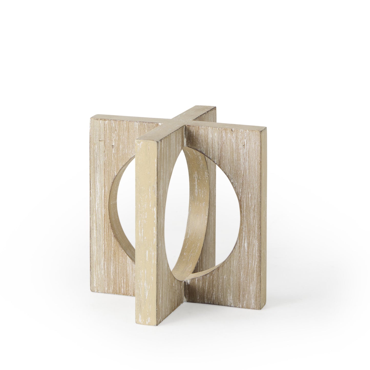 6" BROWN SOLID WOOD SQUARE TABLETOP SCULPTURE