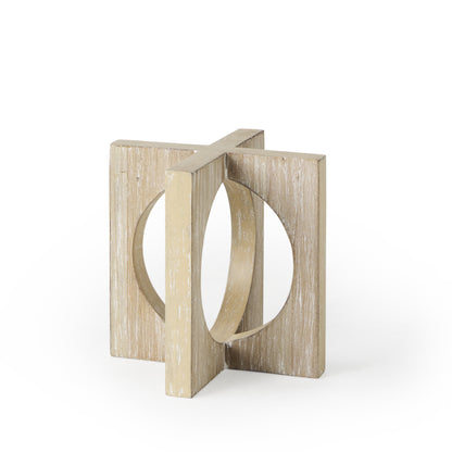 6" BROWN SOLID WOOD SQUARE TABLETOP SCULPTURE