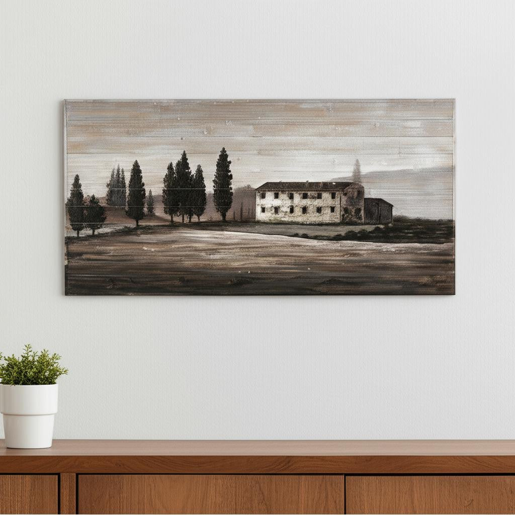 PALISADES TUSCAN CYPRESS HAND PAINTED DISTRESSED UNFRAMED WALL ART - Varnish & Vibe