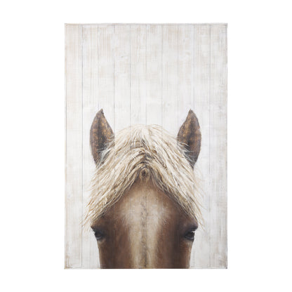 PALISADES HORSE FRINGE HAND PAINTED DISTRESSED UNFRAMED WALL ART - Varnish & Vibe