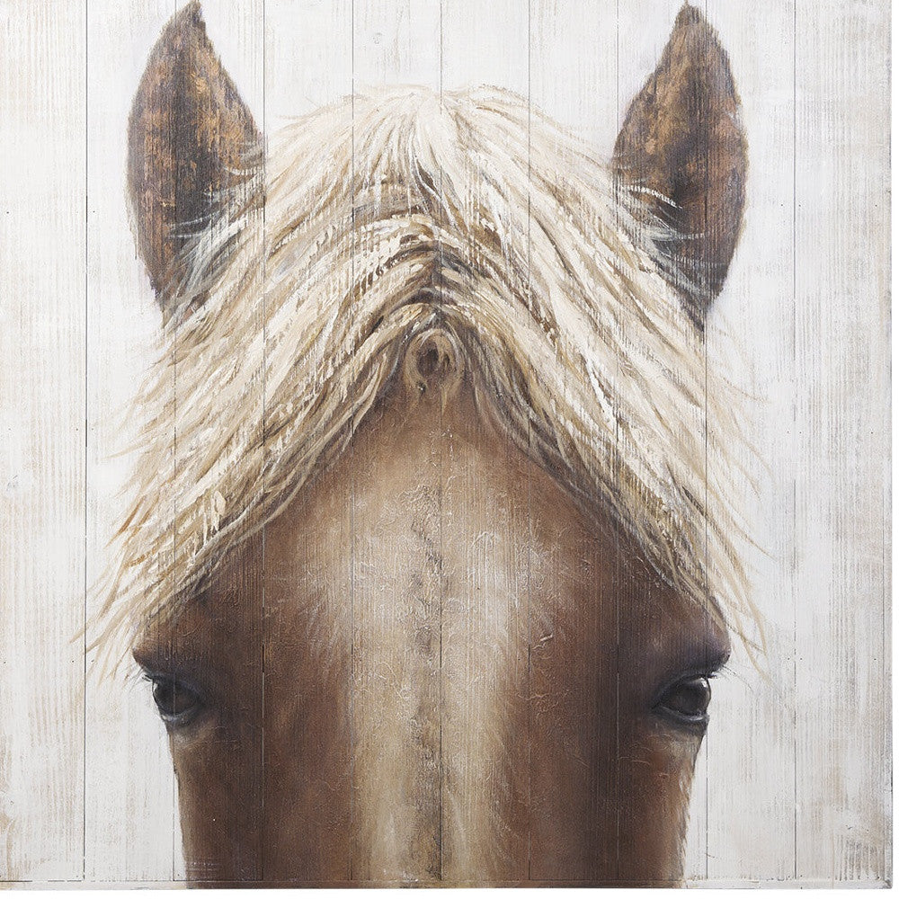 PALISADES HORSE FRINGE HAND PAINTED DISTRESSED UNFRAMED WALL ART - Varnish & Vibe