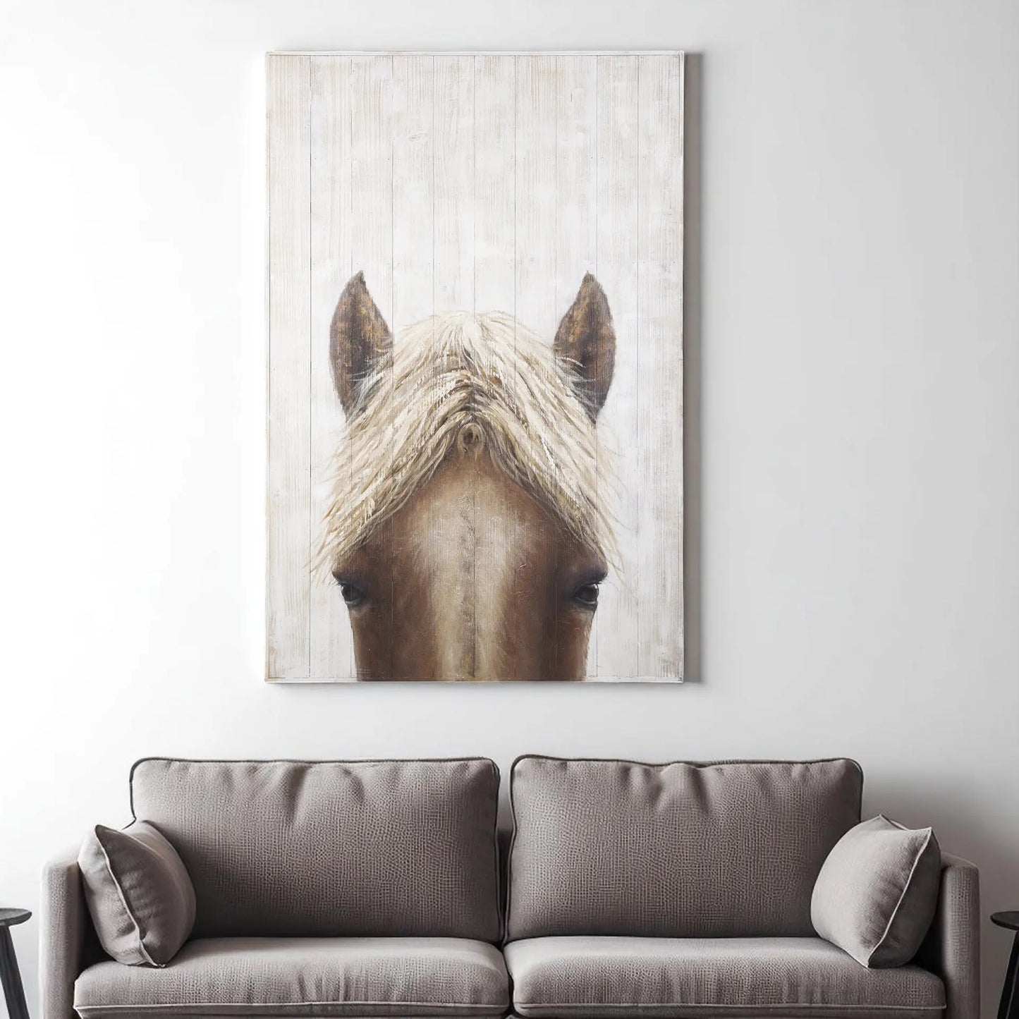PALISADES HORSE FRINGE HAND PAINTED DISTRESSED UNFRAMED WALL ART