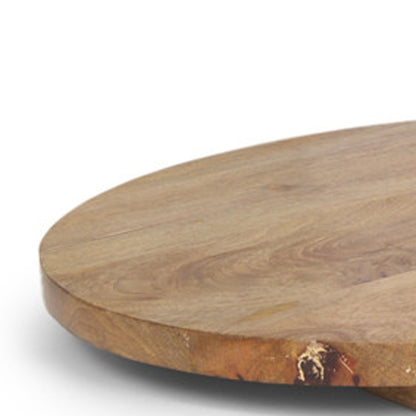 CALABASAS SET OF TWO NATURAL SOLID WOOD HANDMADE ROUND SERVE BOARDS WITH HANDLES - Varnish & Vibe
