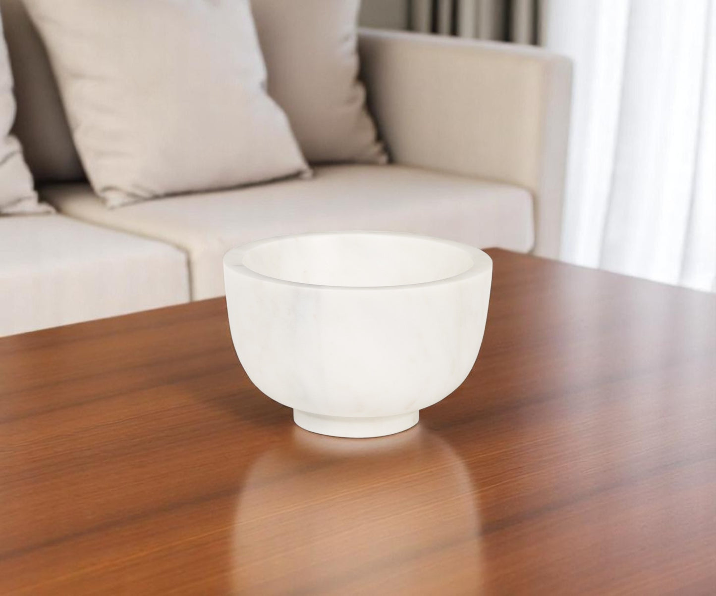 MALIBU 7" WHITE MARBLE ROUND DECORATIVE BOWL - Varnish & Vibe