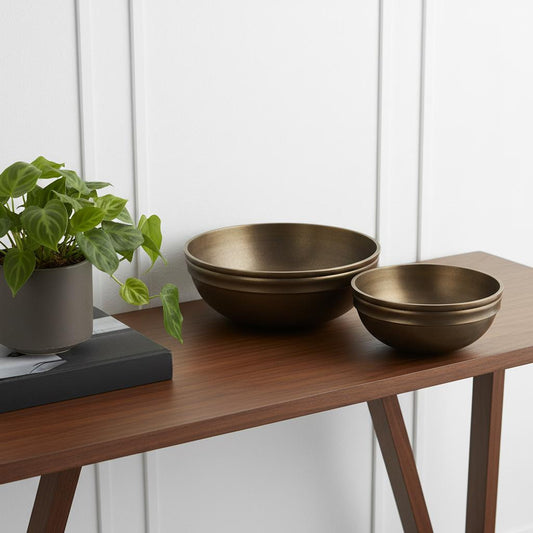 CALABASAS 11" BRASS METAL ROUND CENTERPIECE BOWL - Varnish & Vibe