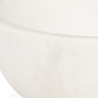 MALIBU 10" WHITE MARBLE ROUND CENTERPIECE BOWL - Varnish & Vibe