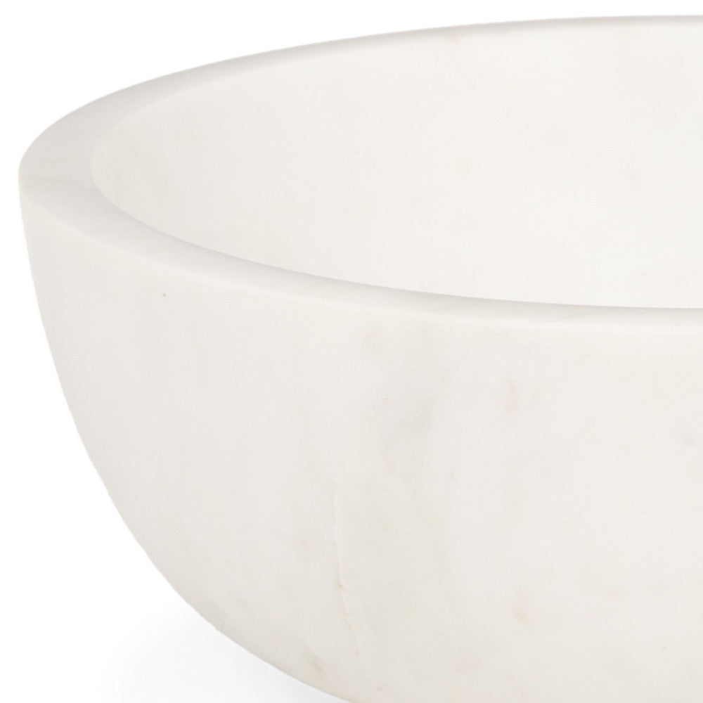 MALIBU 10" WHITE MARBLE ROUND CENTERPIECE BOWL - Varnish & Vibe