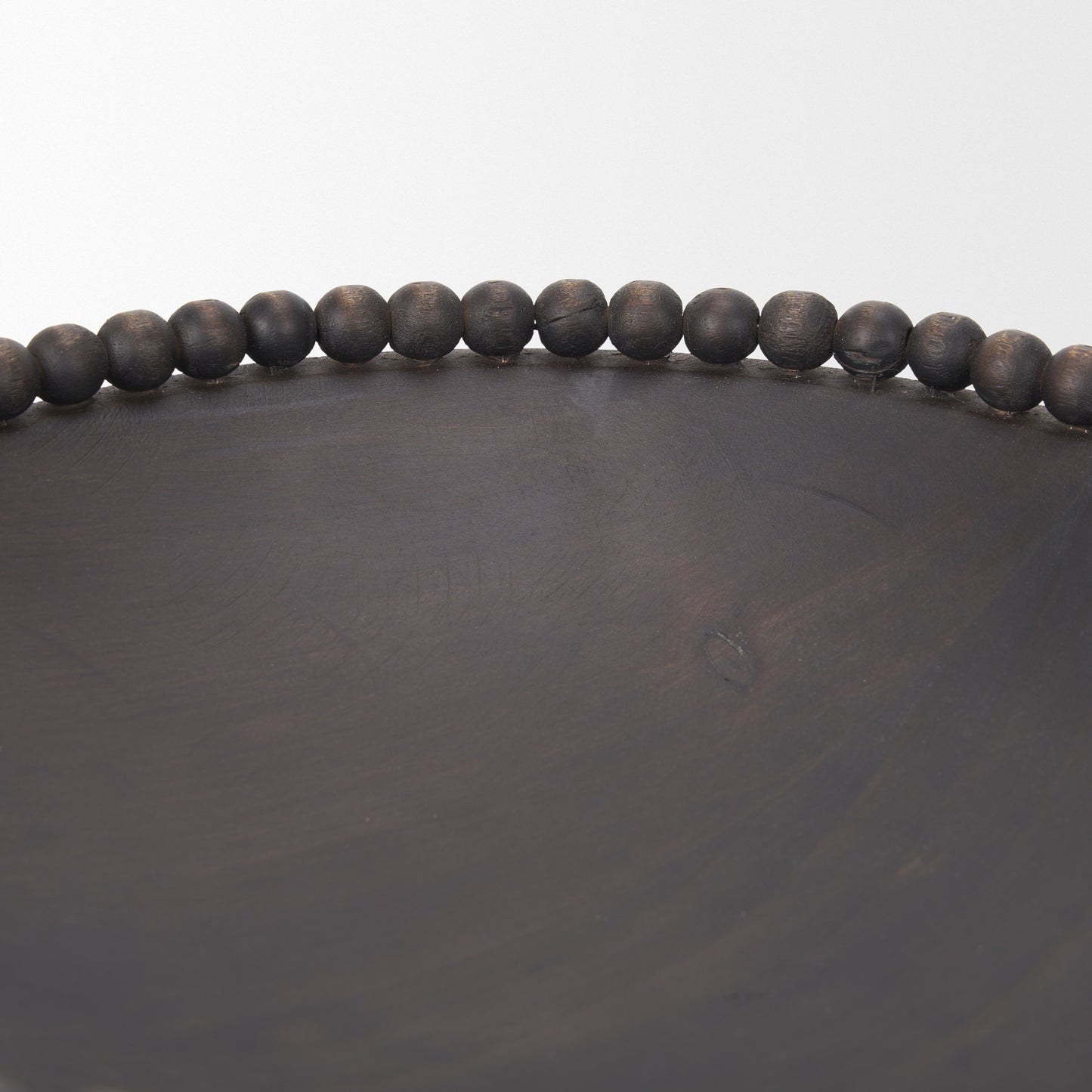 CALABASAS SET OF TWO BLACK SOLID WOOD BEADED EDGE ROUND CENTERPIECE BOWL - Varnish & Vibe