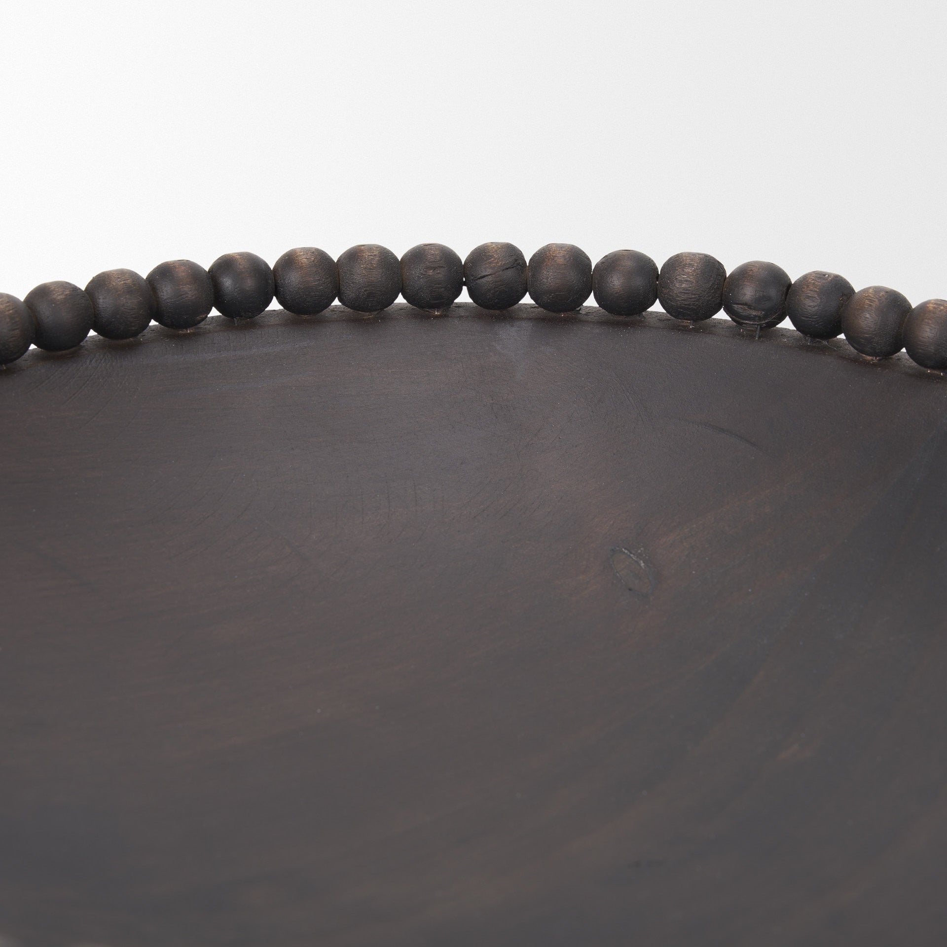 CALABASAS SET OF TWO BLACK SOLID WOOD BEADED EDGE ROUND CENTERPIECE BOWL - Varnish & Vibe