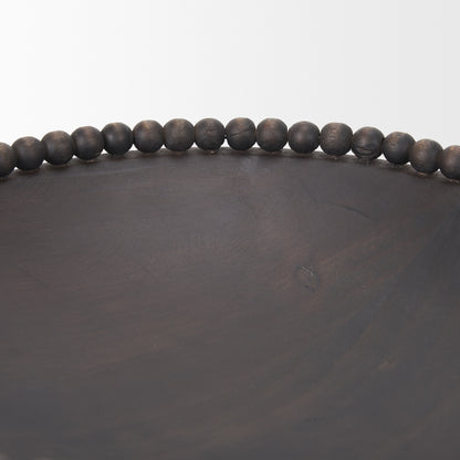 CALABASAS SET OF TWO BLACK SOLID WOOD BEADED EDGE ROUND CENTERPIECE BOWL - Varnish & Vibe