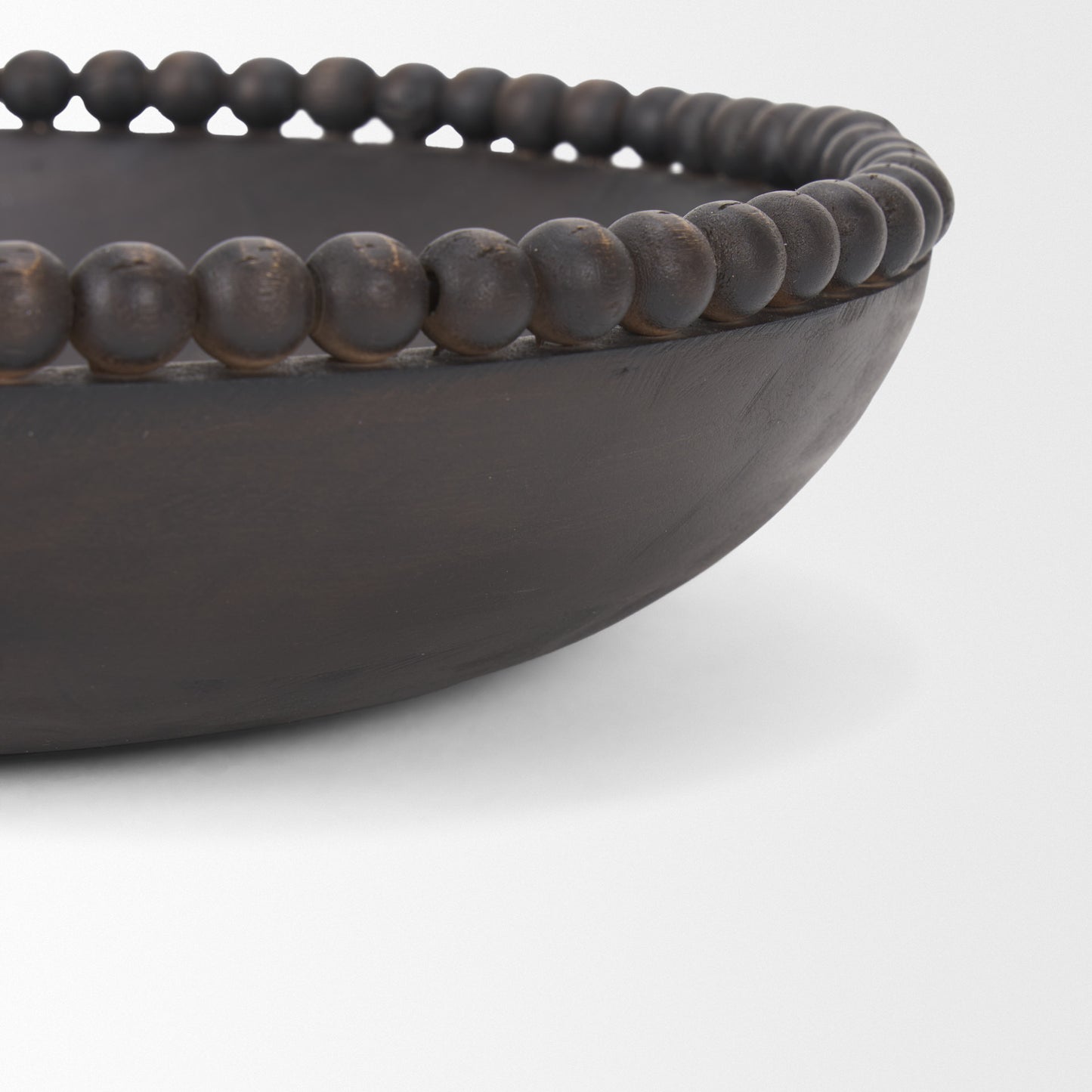 beaded edge round centerpiece bowl, edge round centerpiece bowl, round centerpiece bowl, wood beaded edge round centerpiece, set black solid wood beaded