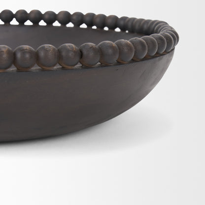 beaded edge round centerpiece bowl, edge round centerpiece bowl, round centerpiece bowl, wood beaded edge round centerpiece, set black solid wood beaded