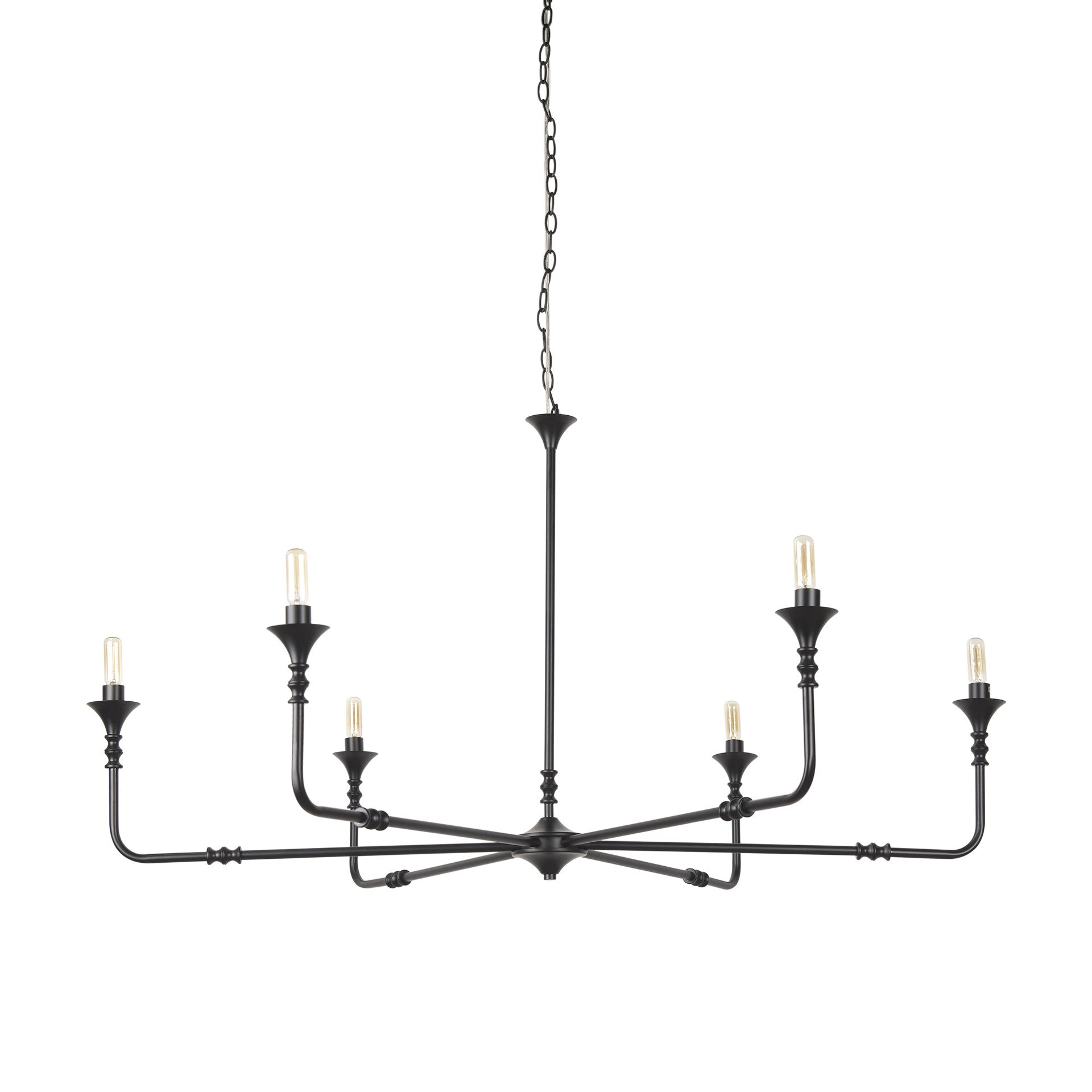 CALABASAS BLACK CANDLE STYLE SIX LIGHT METAL DIMMABLE CHANDELIER - Varnish & Vibe