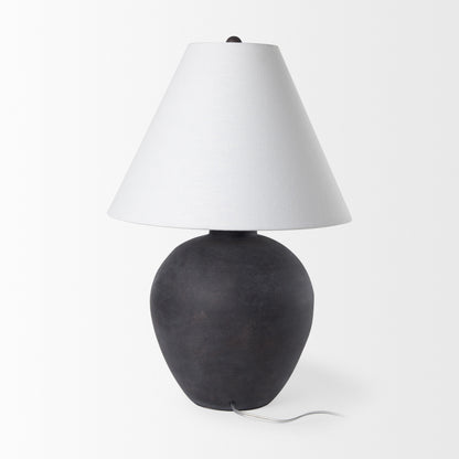 PALISADES 28" BLACK NOVELTY BEDSIDE LAMP WITH DRUM SHADE - Varnish & Vibe