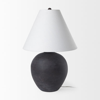 PALISADES 28" BLACK NOVELTY BEDSIDE LAMP WITH DRUM SHADE - Varnish & Vibe