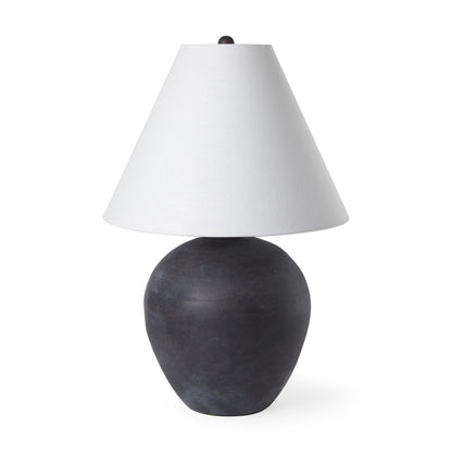 PALISADES 28" BLACK NOVELTY BEDSIDE LAMP WITH DRUM SHADE - Varnish & Vibe