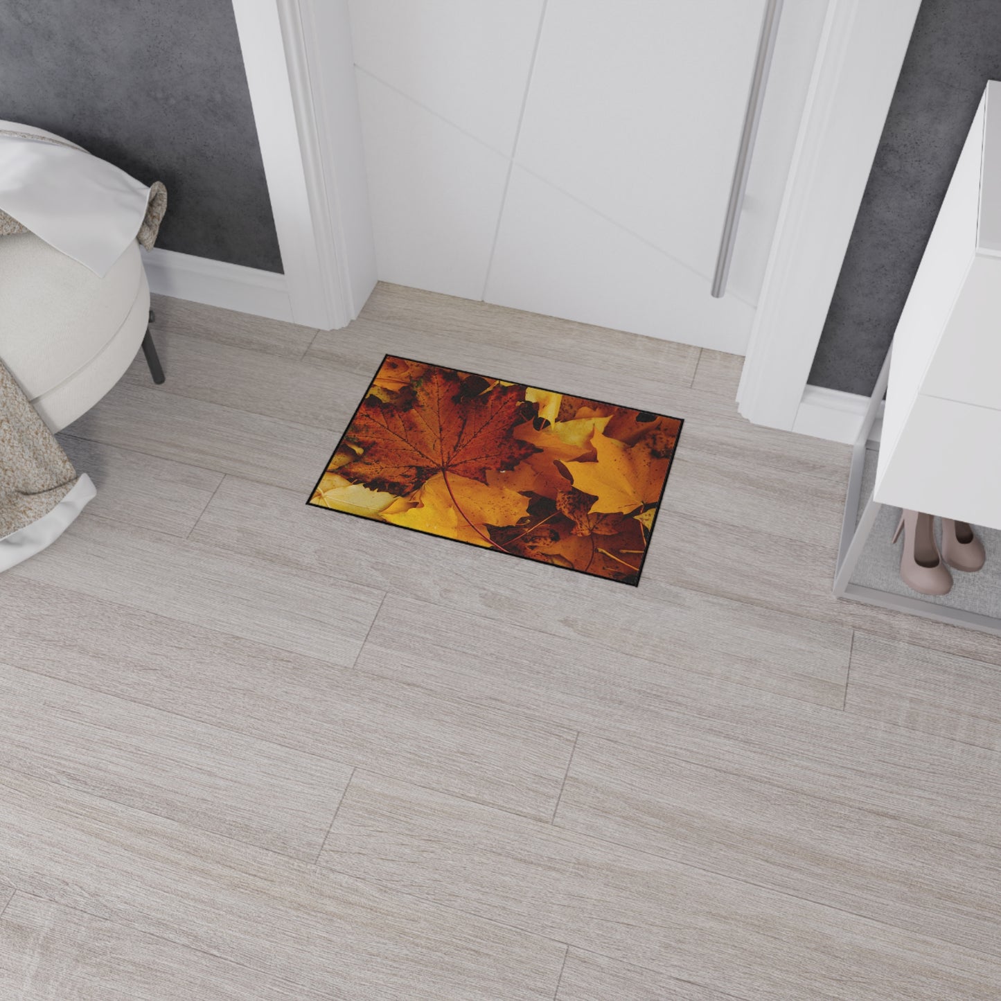 Golden Leaves Textured Fall Foliage Rug